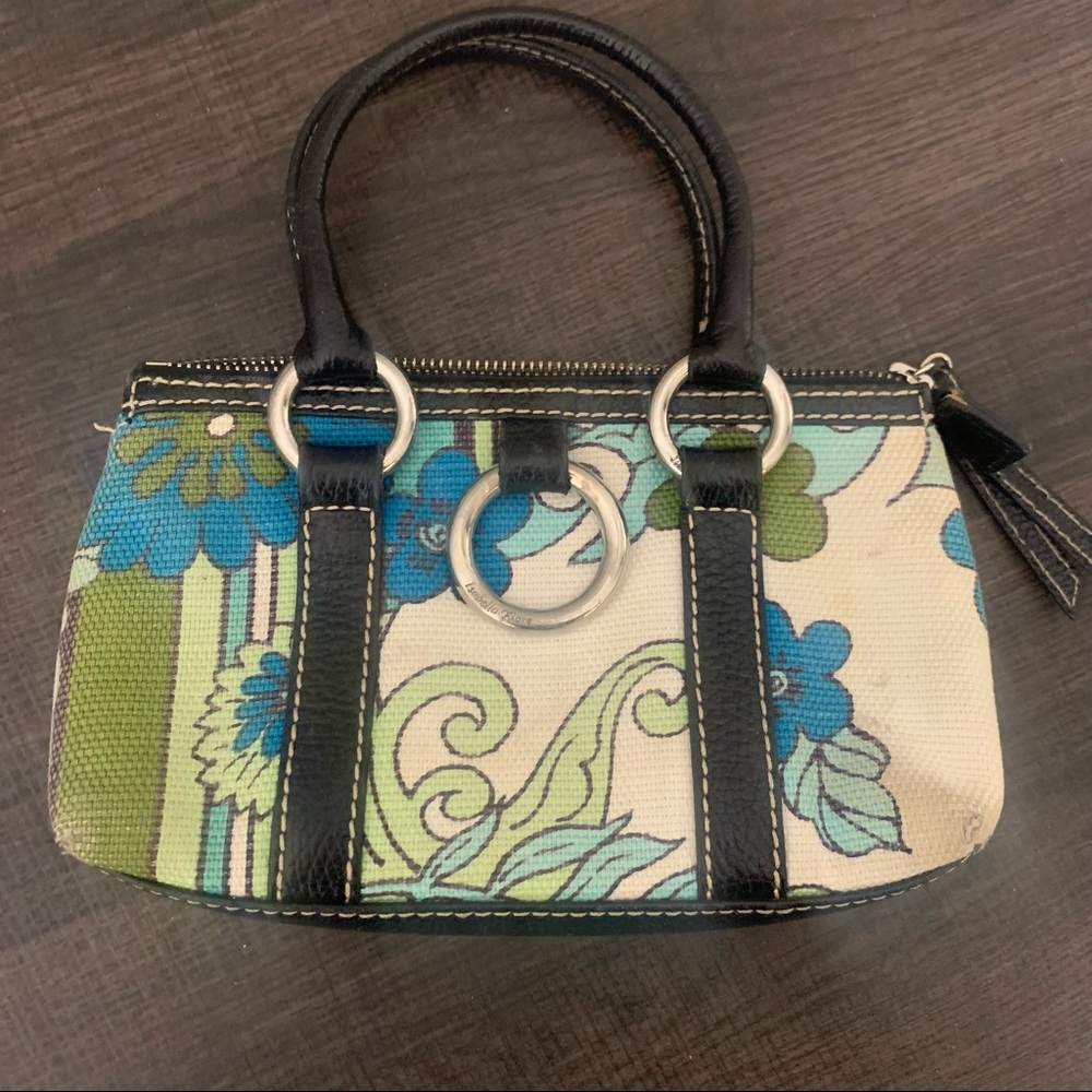 Isabelle Fiore Small Canvas Floral Striped Bag - image 1